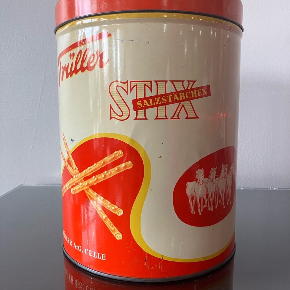 Vintage Stix Tin in Red and Cream Rare